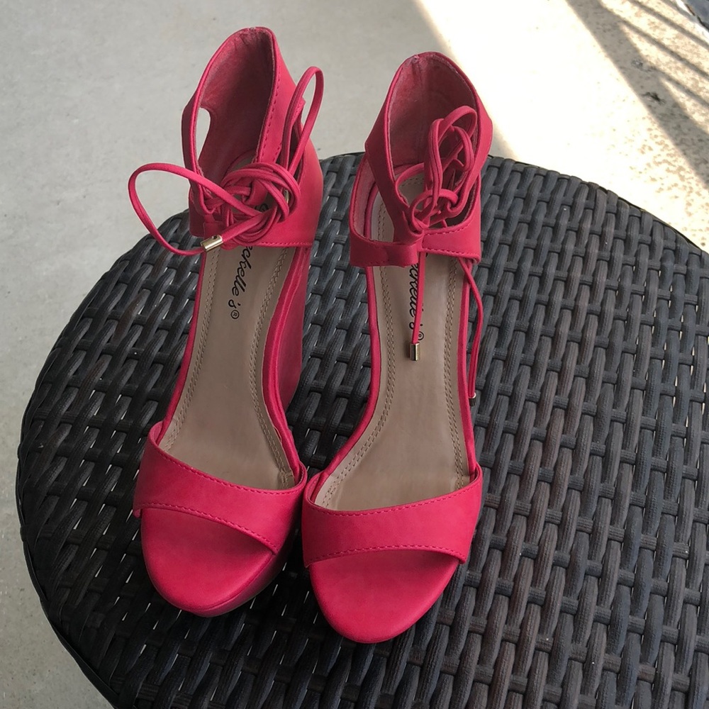 Pink Wedge Sandals